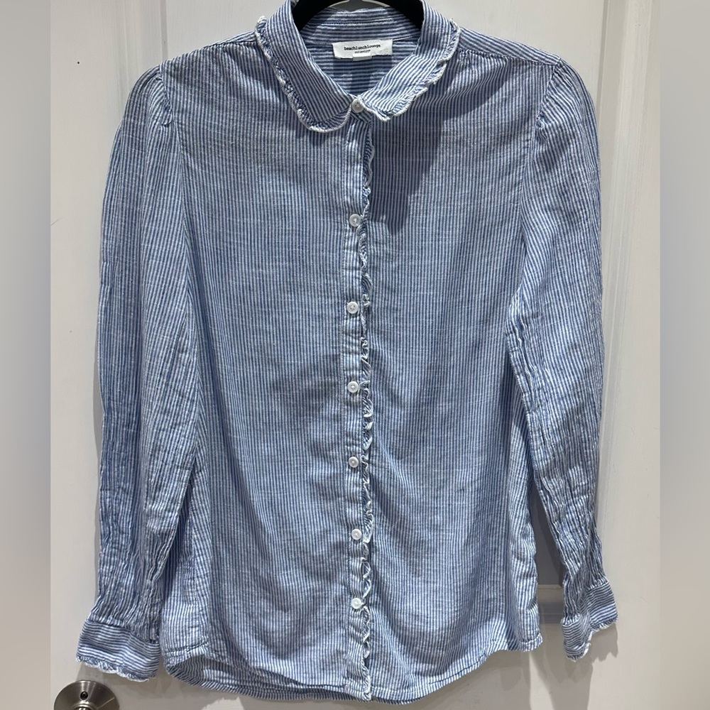 Beach Lunch Lounge Blue and white Button up